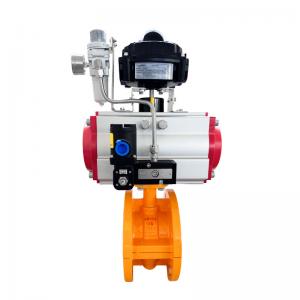Pneumatic flange lined fluorine butterfly valve ALKD641F46