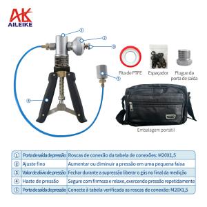 AILEIKE101SB 0~2bar Bomba de ar portátil Bomba manual Calibrador de pressão