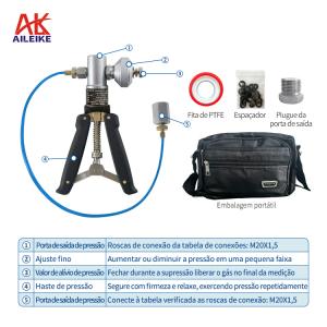 AILEIKE102SA 0~25bar Bomba de ar portátil Bomba manual Calibrador de pressão