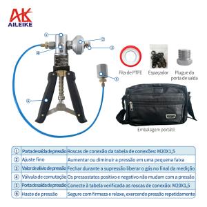 AILEIKE103SF -0.95~25bar Bomba de ar portátil Bomba manual Calibrador de pressão