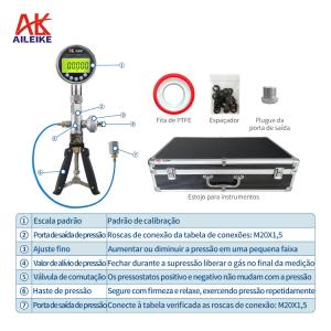 Calibrador de pressão marítima AILEIKE104SB -0.9~40bar Bomba de ar portátil Calibrador portátil Bomba manual