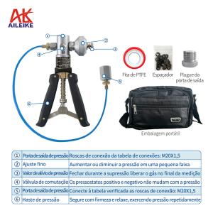 AILEIKE104SE -0.95~40bar Bomba de ar portátil Bomba manual Calibrador de pressão